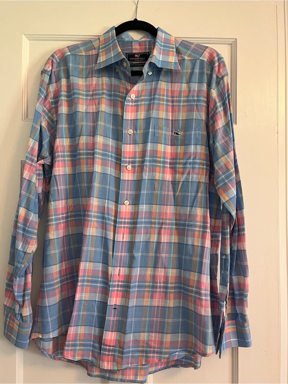Vineyard Vines Pastel Blue and Pink Plaid Button-Down Shirt